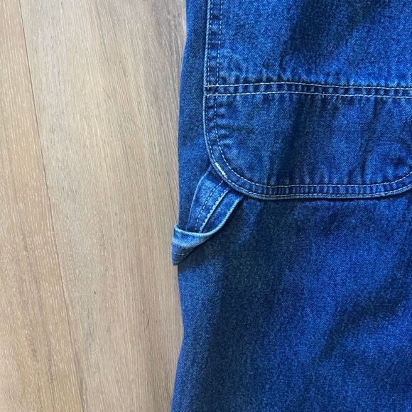Carhartt Denim Carpenter Dark Blue Jean Overalls Size 34 Workwear Utility Trades - Picture 11 of 11